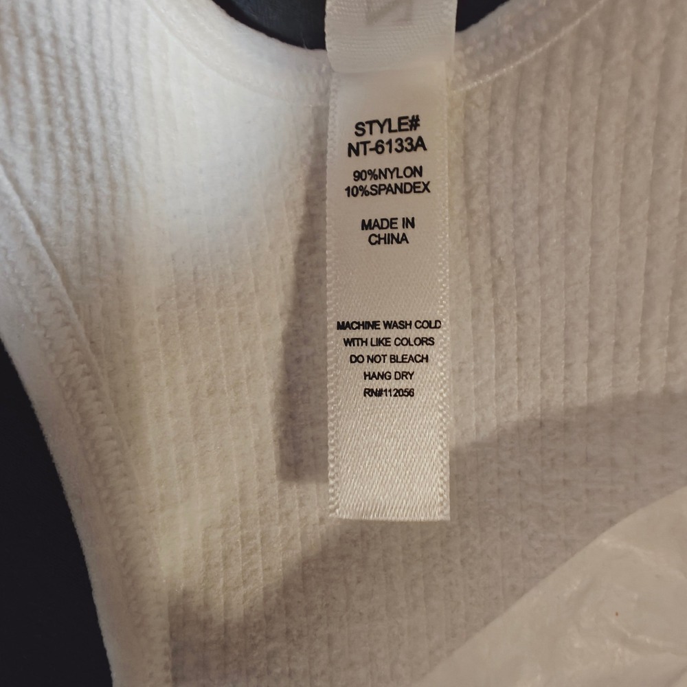 Zenana Ribbed Padded Cropped Racerback Tank Top Bralette Brami White S/M - Picture 9 of 11